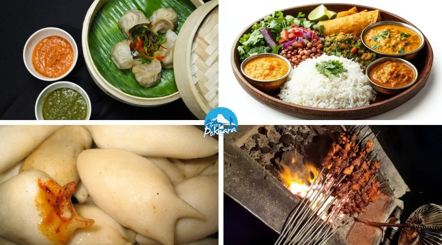 Famous cuisine in Nepal. like MoMo, Dal Bhat, Yomari, and Sekuwa.