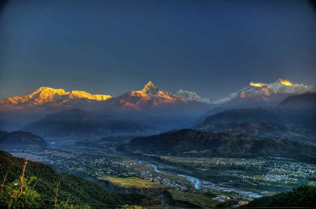 Beautiful Evening view of pokhara in winter season