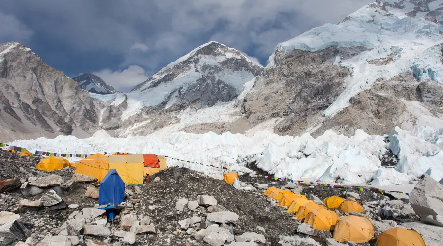 Beautiful view of everest base camp with mountains seen in the back
