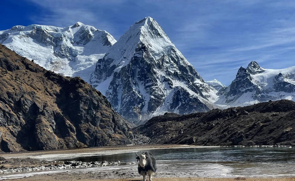 Kanchenjunga mountain covered in snow