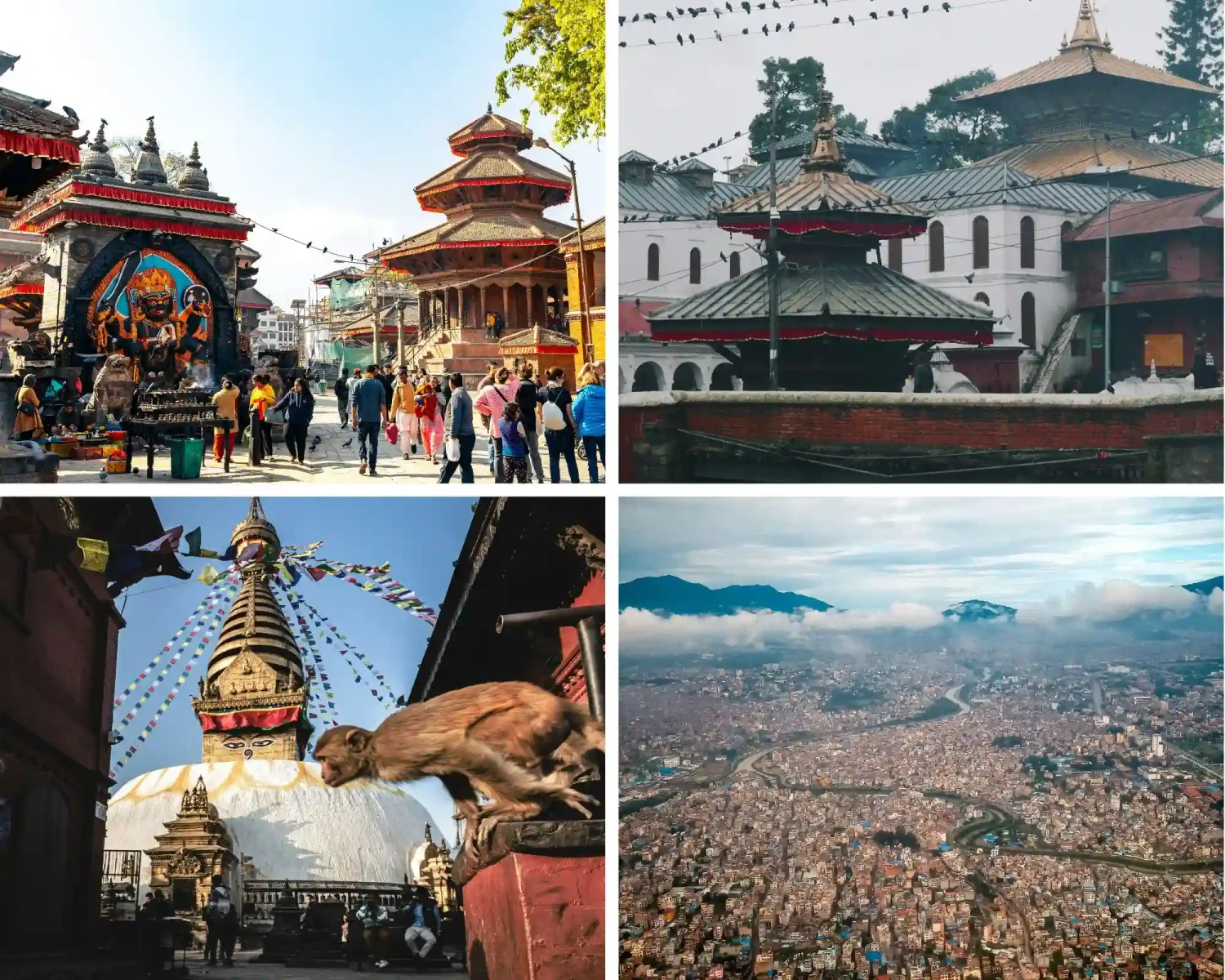 Beautiful view of Kathmandu Valley showcasing heritage sites like Pashupatinath temple, Basantapur, Swayambhunath etc.