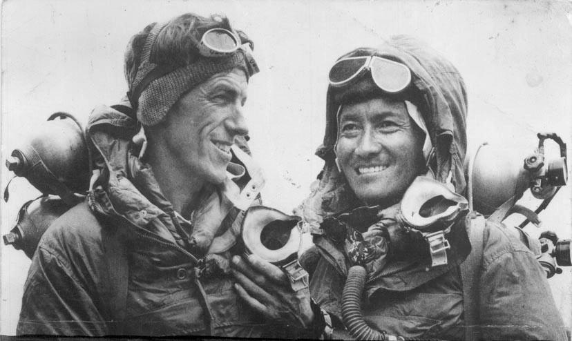 Sir Edmund Hillary and Tenzing Norgay Sherpa, the first people to climb Everest successfully.