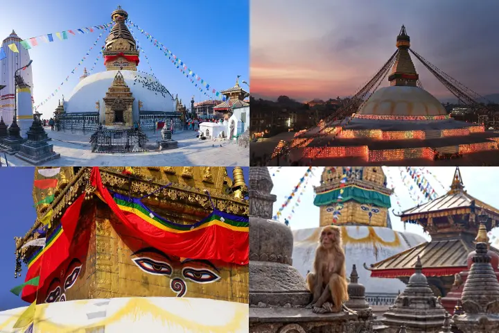 Close up views of the eyes of Swayambhunath that sees right and wrong which is also an UNESCO World Heritage site.